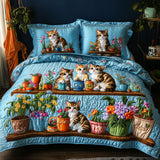 Ensemble de lit matelassé 3 pièces - Chatons au Jardin
