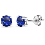 Puces d'oreilles saphir classiques | Or blanc