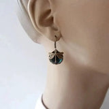 Boucles d'oreilles boules libellule en or vieilli