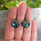 Boucles d'oreilles boules libellule en or vieilli