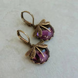 Boucles d'oreilles boules libellule en or vieilli
