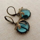 Boucles d'oreilles boules libellule en or vieilli