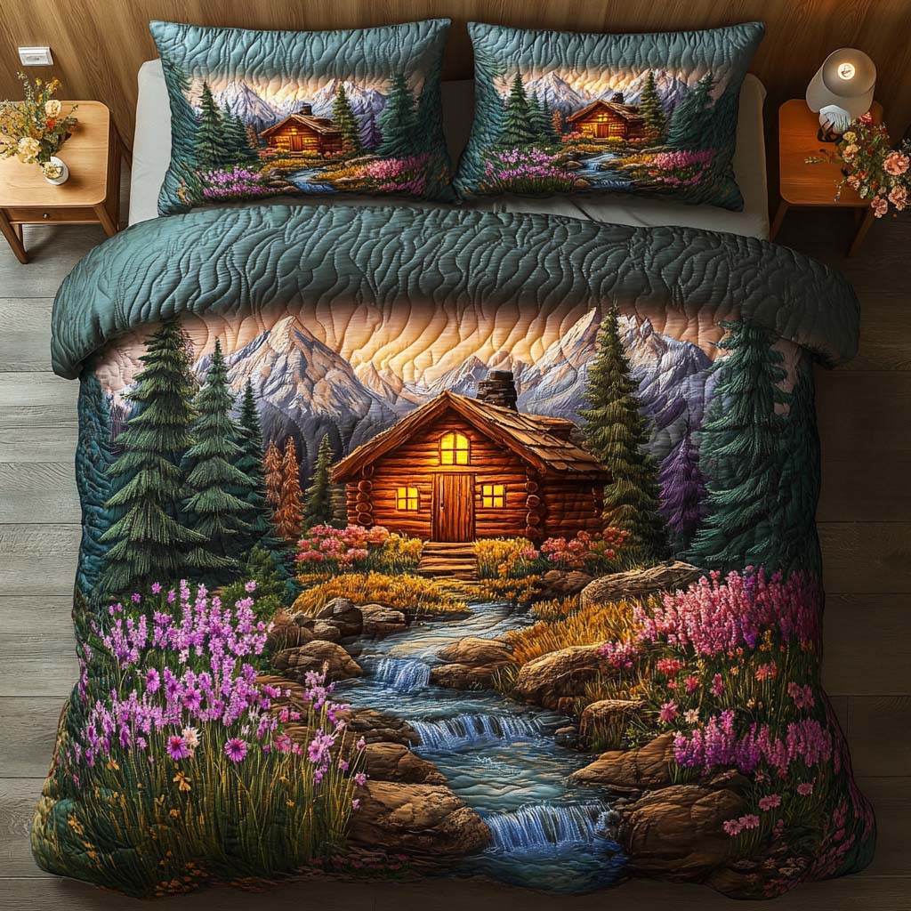 Ensemble de lit matelassé 3 pièces - Log Cabin