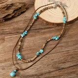 Collier homme perles turquoise et œil de tigre