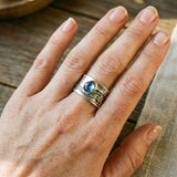 Bague de méditation avec pierre bleue