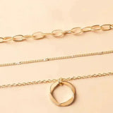 Mehrreihige Retro-Kette mit goldenem Anhänger