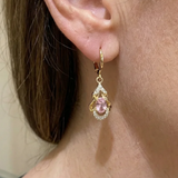Boucles d'oreilles gouttes « Clair de lune rosé » | Or