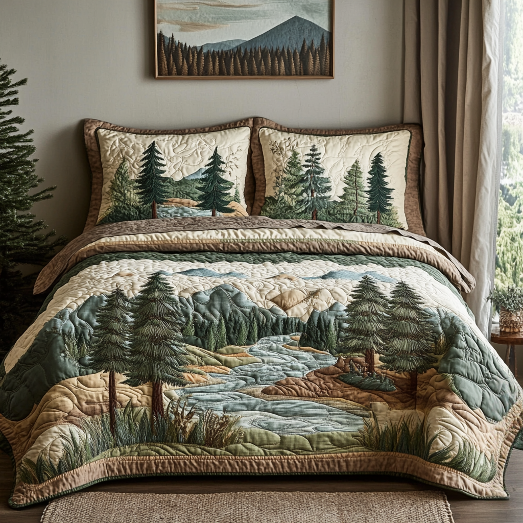 Ensemble de lit matelassé 3 pièces - Douceur des Montagnes