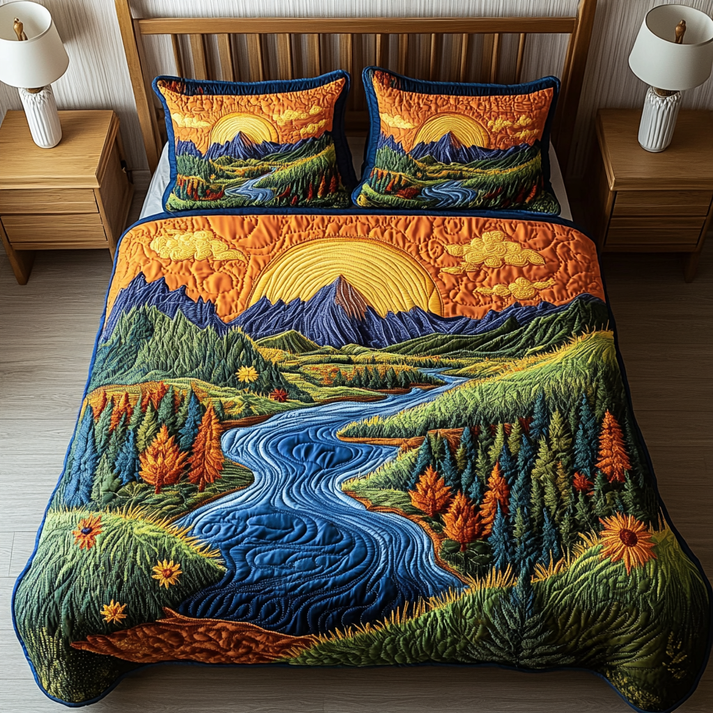Ensemble de lit matelassé 3 pièces - Forêt