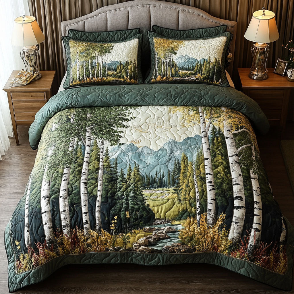 Ensemble de lit matelassé 3 pièces - Sérénité des Montagnes