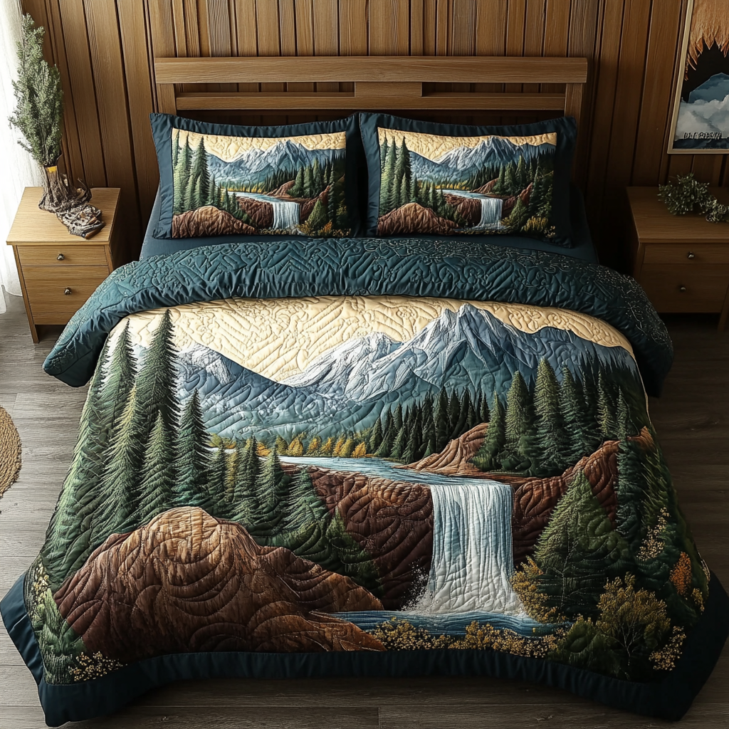 Ensemble de lit matelassé 3 pièces - Forêt