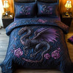 Ensemble de lit matelassé 3 pièces - Dragon d'Obsidienne