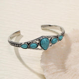 Jonc ouvert gouttes turquoise | Or blanc