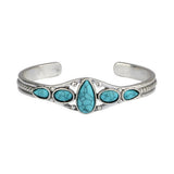 Jonc ouvert gouttes turquoise | Or blanc