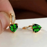 Boucles d'oreilles pierre cœur vert émeraude