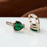 Boucles d'oreilles pierre cœur vert émeraude