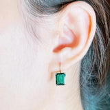 Boucles d'oreilles Mila avec pierre vert émeraude
