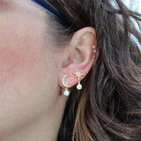 Boucles d'oreilles lune et étoile en or avec opale