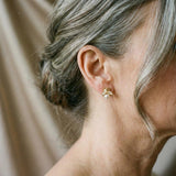 Boucles d'oreilles perle et zircones en or
