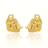 Boucles d'oreilles bicolores en or blanc et or
