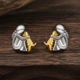 Boucles d'oreilles bicolores en or blanc et or