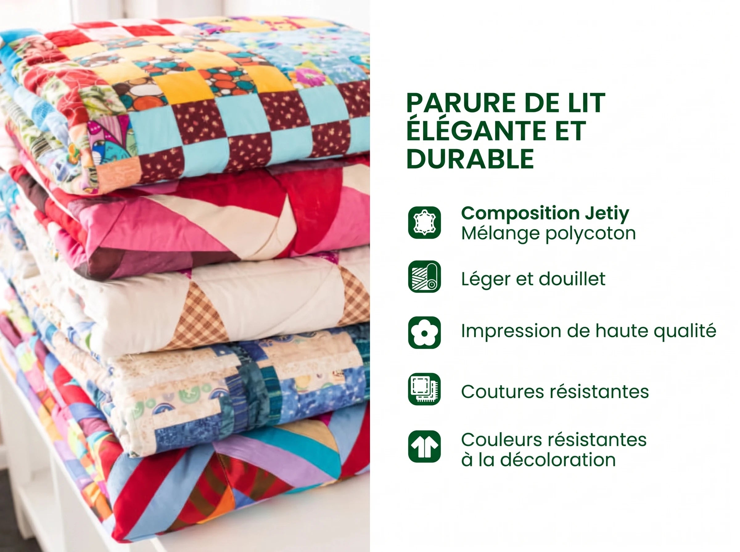 Parure de lit matelassée 3 pièces Lueur Dorée d'Automne – vue 2