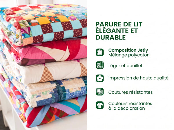 Parure de lit matelassée 3 pièces Lueur Dorée d'Automne
