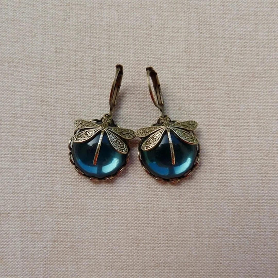 Boucles d'oreilles libellule style vintage