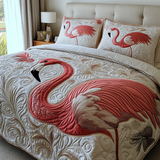 Ensemble de lit matelassé 3 pièces - Flamant Rose