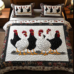 Ensemble de lit matelassé 3 pièces - Poules à Pois