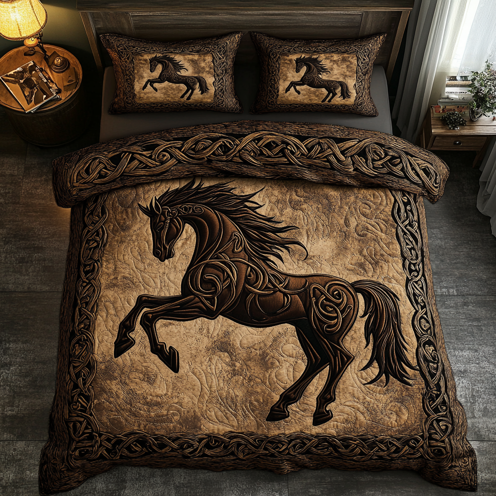 Ensemble de lit matelassé 3 pièces - Cheval
