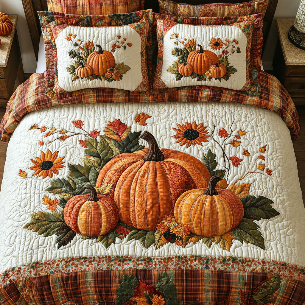 Ensemble de lit matelassé 3 pièces - Paradis des Citrouilles