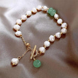 Bracelet rétro marguerites et pierres vertes