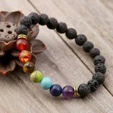 Retro-Chakra-Armband aus Lavastein
