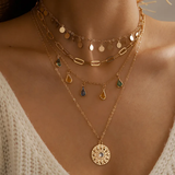 Collier rétro doré « Soleil »