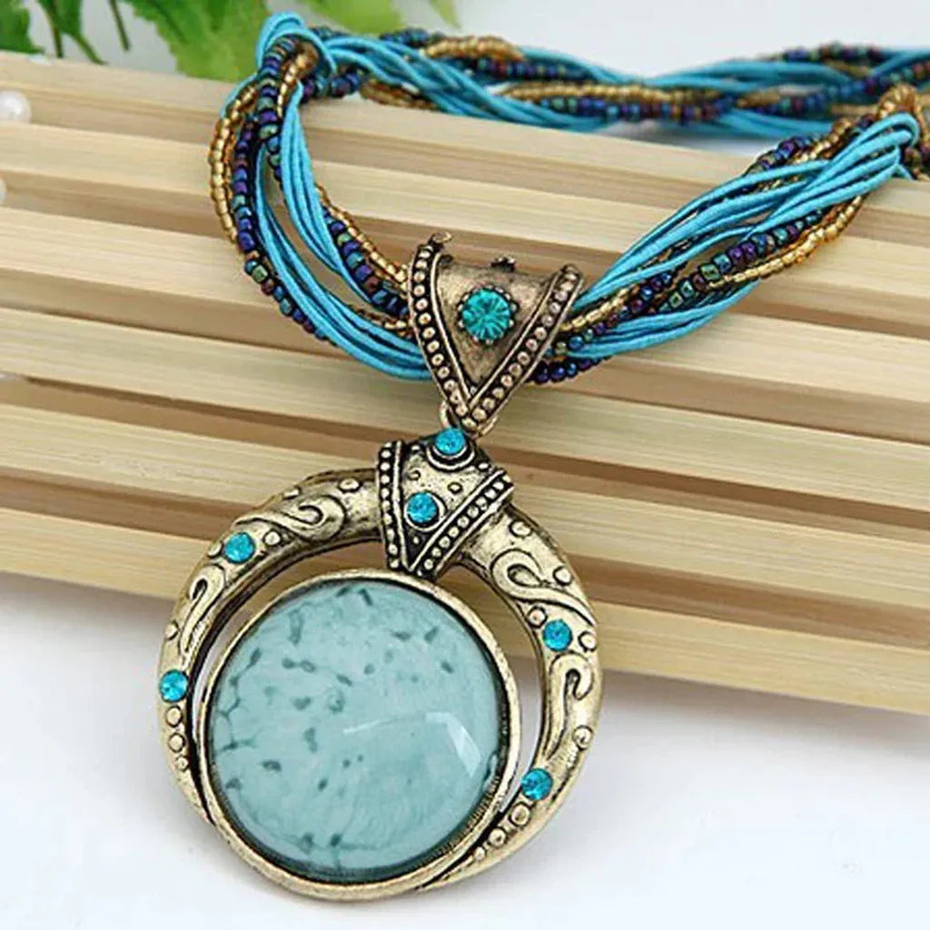 Collier rétro pendentif ethnique