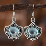 Ensemble rétro : collier et boucles d'oreilles pierres ovales bleues