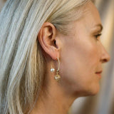 Boucles d'oreilles pendantes rétro en or avec marguerites