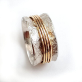 Bague rétro « Fil doré » en or blanc