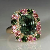Bague rétro vert et or rose
