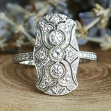 Glänzender Retro-Ring in Weißgold