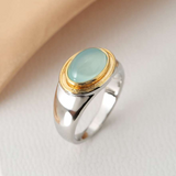 Bague rétro pierre de lune verte