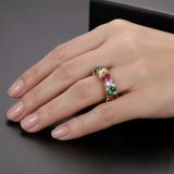 Retro-Ring mit bunten Zirkonia