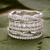 Bague rétro zircones multirangs
