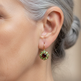 Boucles d'oreilles rétro rondes cristaux verts et rouges