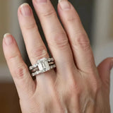 Bague rétro en or blanc à plusieurs rangées brillantes