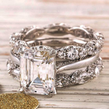 Bague rétro en or blanc à plusieurs rangées brillantes