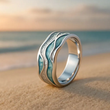 Bague « Aura » – Vagues de l'océan & plage