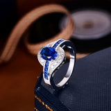 Bague « Rivière de saphir » | Or blanc