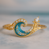 Bague « Vague de l'océan » avec cristal brillant